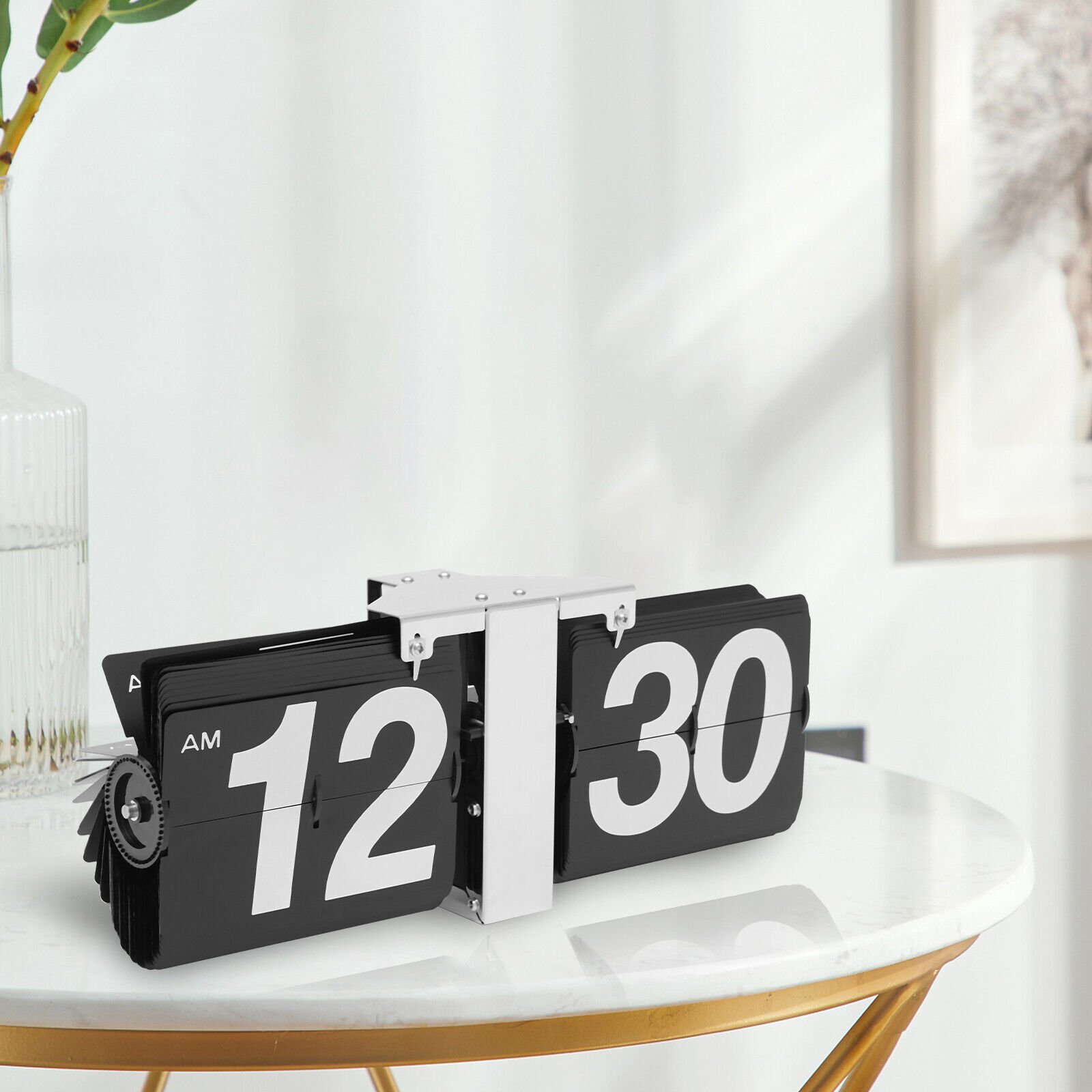 Page Turning Open Back Large Retro Flip Clock Wall Mantel Table Modern Designer
