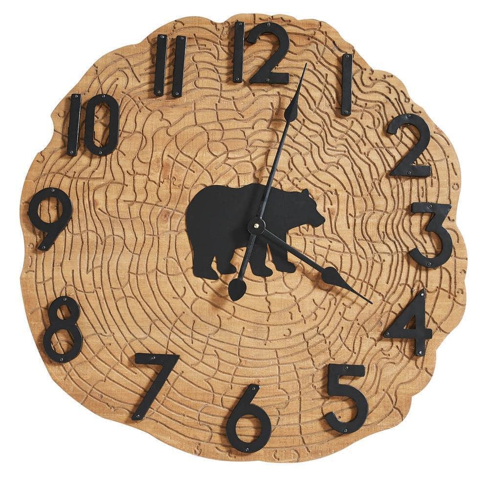 Park Designs Wall Clocks Bear Wood Animal Theme Analog Mechanical Quality Black
