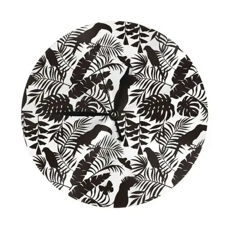 Parrot leaves shadow Wall Clock Silent Non Ticking 10 Inch Battery Operated Modern Clocks for