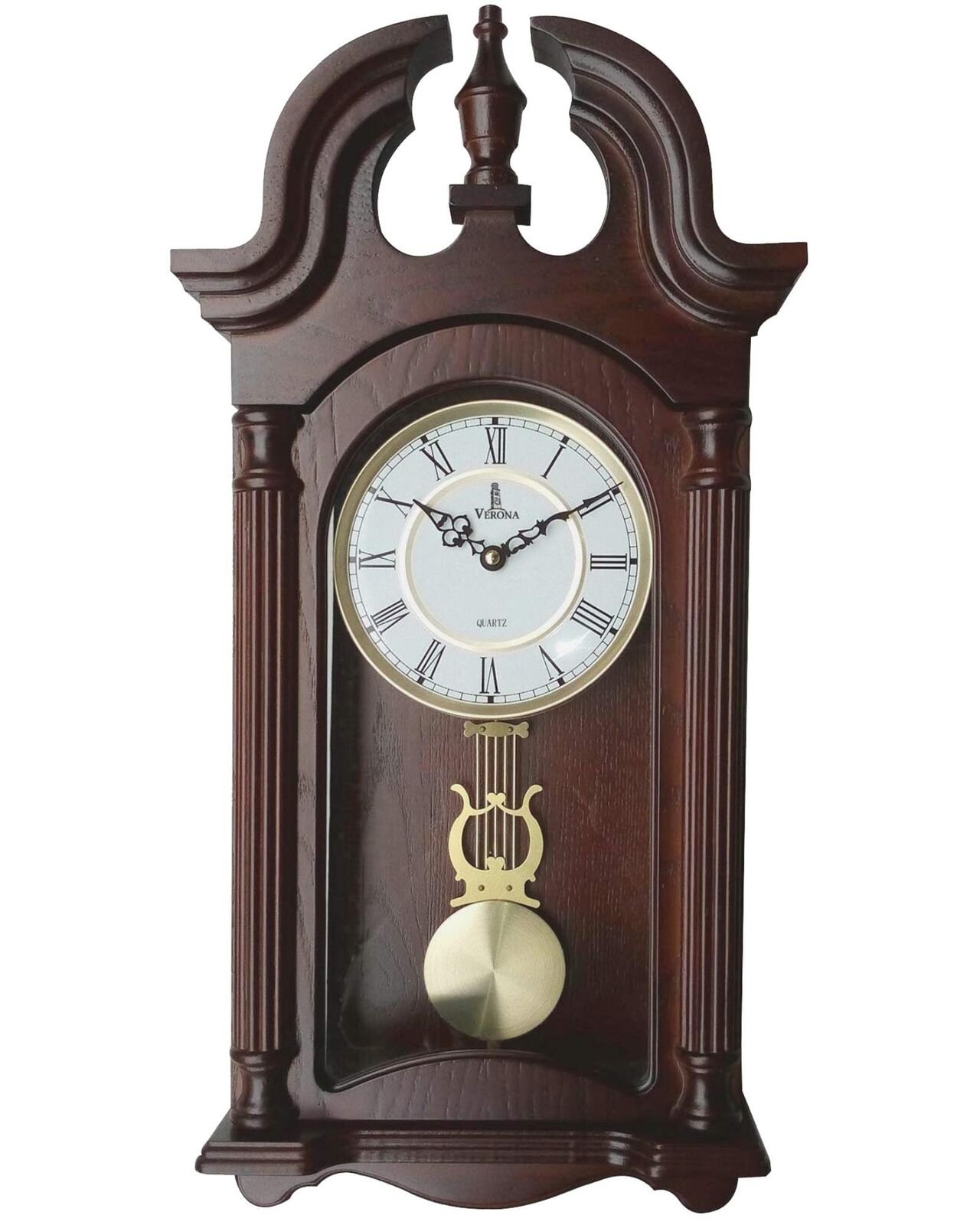 Pendulum Wall Clock, Silent Decorative Wood Pendulum Clock with Swinging Pend...