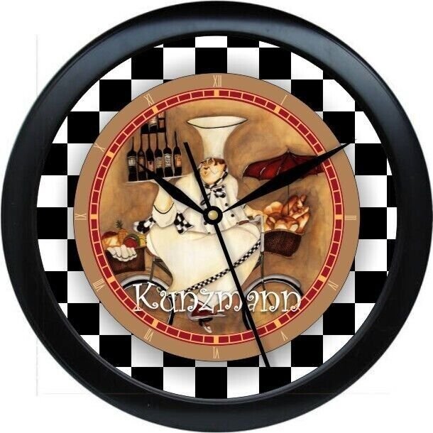 Personalized French Chef Kitchen Wall Clock Gift 0724