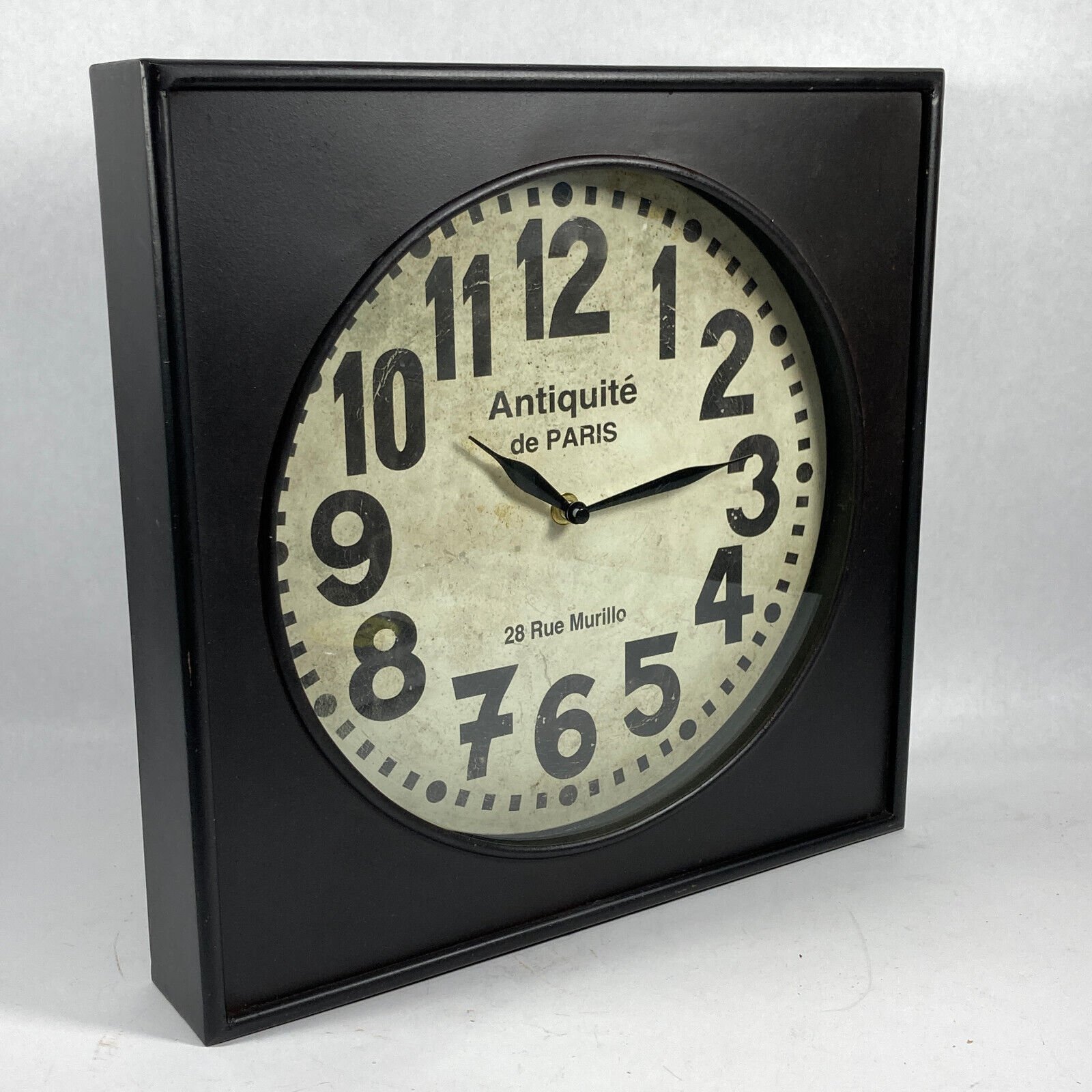 Pottery Barn Distressed Antiquite de Paris Metal Wall Shelf Clock Large Size