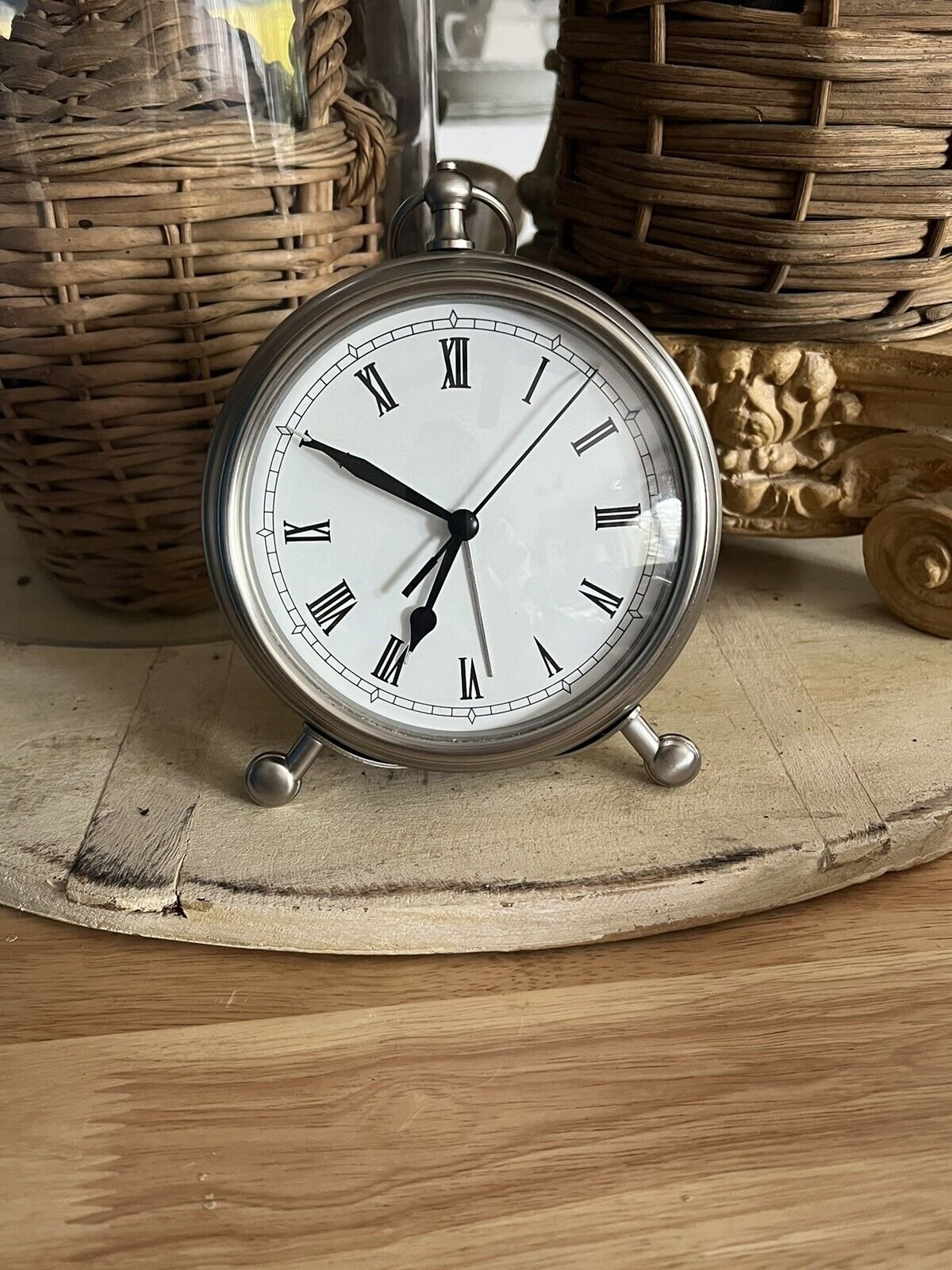 Pottery Barn Pocket Watch Style Tabletop Alarm Clock. Works Great