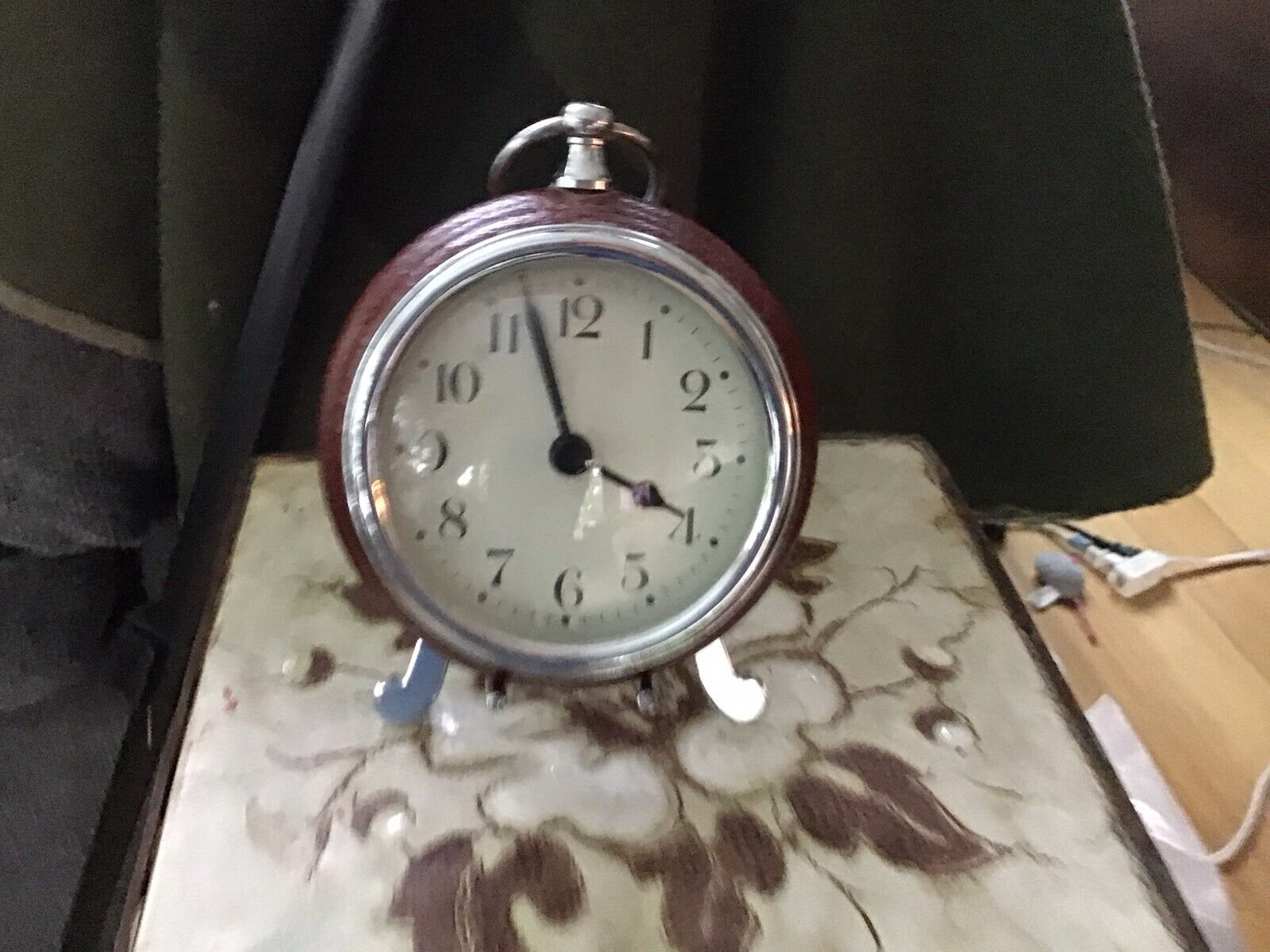 Pottery Barn Silver Pocket Watch Style Desk Clock With Matching Stand