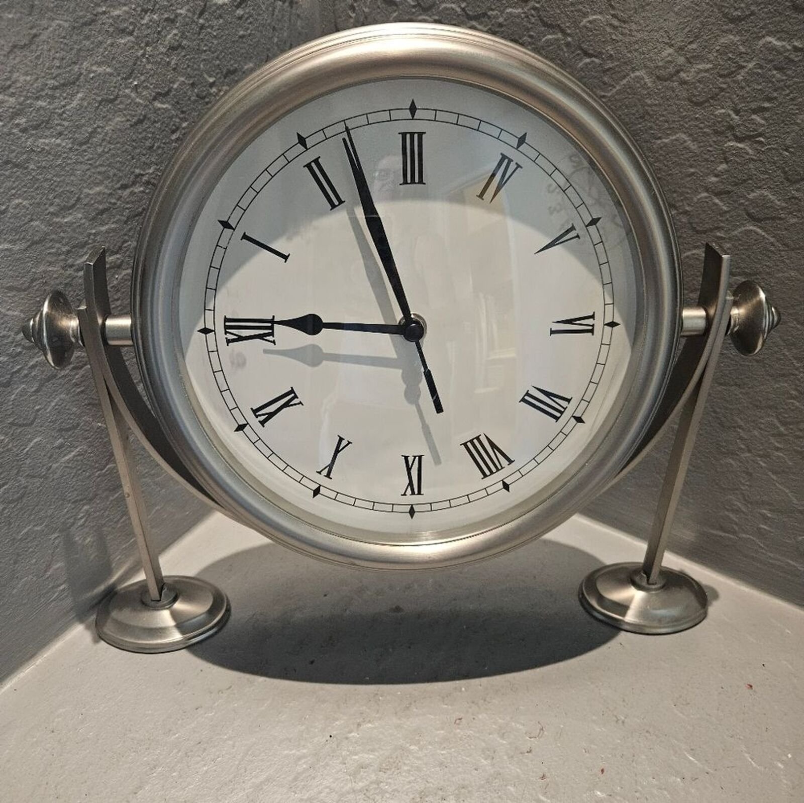 Pottery Barn Table Top 13" Silver Clock Pocket Watch Look