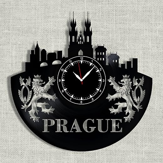 Prague City Vinyl Record Clock - Czech Republic Prague Wall Clock Vinyl - Best Gift for City Lover Prague - Original Wall Home Decor