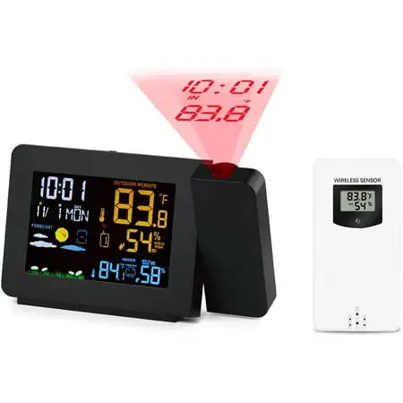 Projection Alarm Clock Weather Station, Protmex PT 3391 WWVB Radio Controlled Clock Weather Monitor photo Projection Alarm Clock Weather Station, Protmex PT 3391 WWVB Radio Controlled Clock Weather Monitor