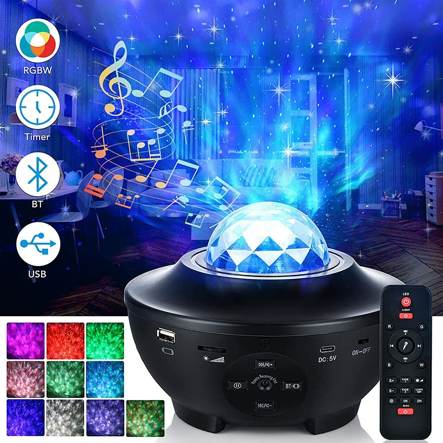 Projector Galaxy Starry Night Light Laser Star Sky Ocean LED Projection Lamp RGB