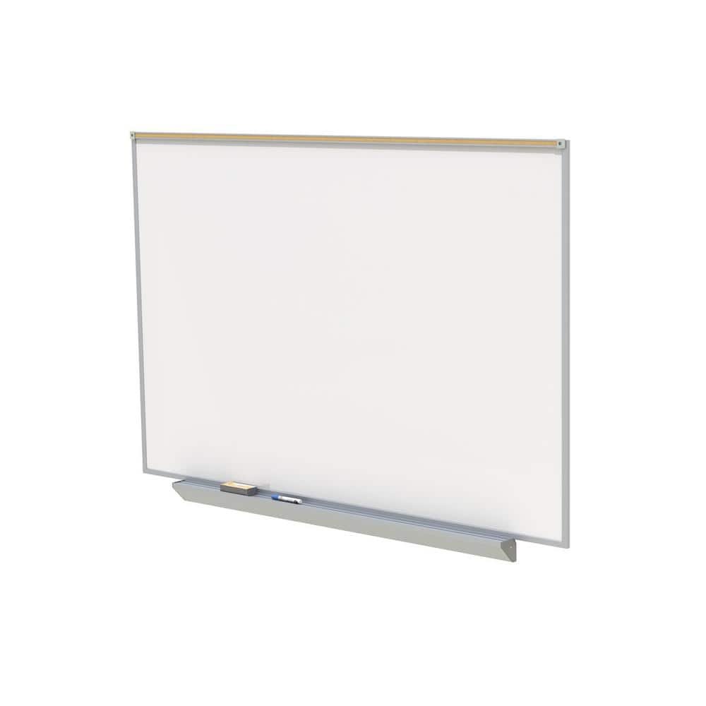 Proma 4 x 8 ft. Porcelain Whiteboard, Magnetic, Satin Aluminum Frame, White