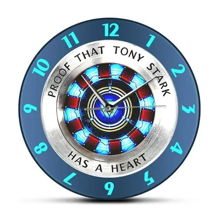 Proof That Tony Stark Has A Heart Arc Reactor Wall Clock Superhero Modern Hanging Wall Watch Movie