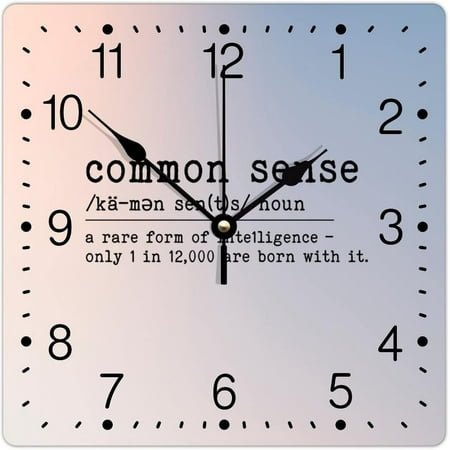 Pvc Wall Clock Common Sense Definition Frameless Clocks Primitive Quotes Words With Definition 12In Square Silent Non-Ticking Modern Wall Clock For Bathroom Bedroom Home Office Decor