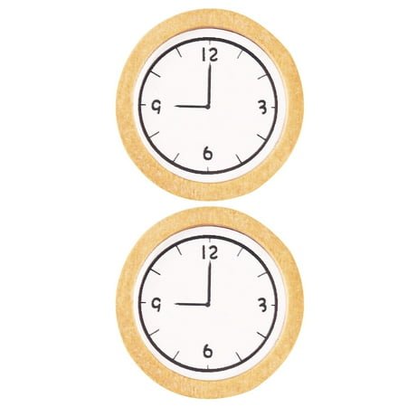 Qiysamall 2pcs Wall Clock Miniature Furniture House Wood Clock Ornament DIY Layout Prop for Use Yellow