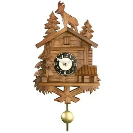 Quartz Novelty Clock Chalet with Billy Goat on Roof