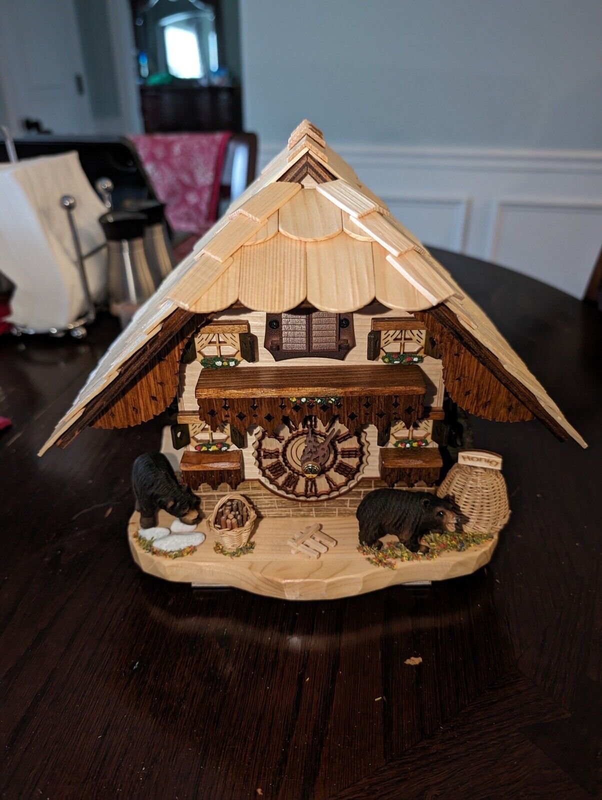 Quarz Tisch Kuckucksuhr Schwarzwaldhaus mit Musik TU 4203 QM NEU