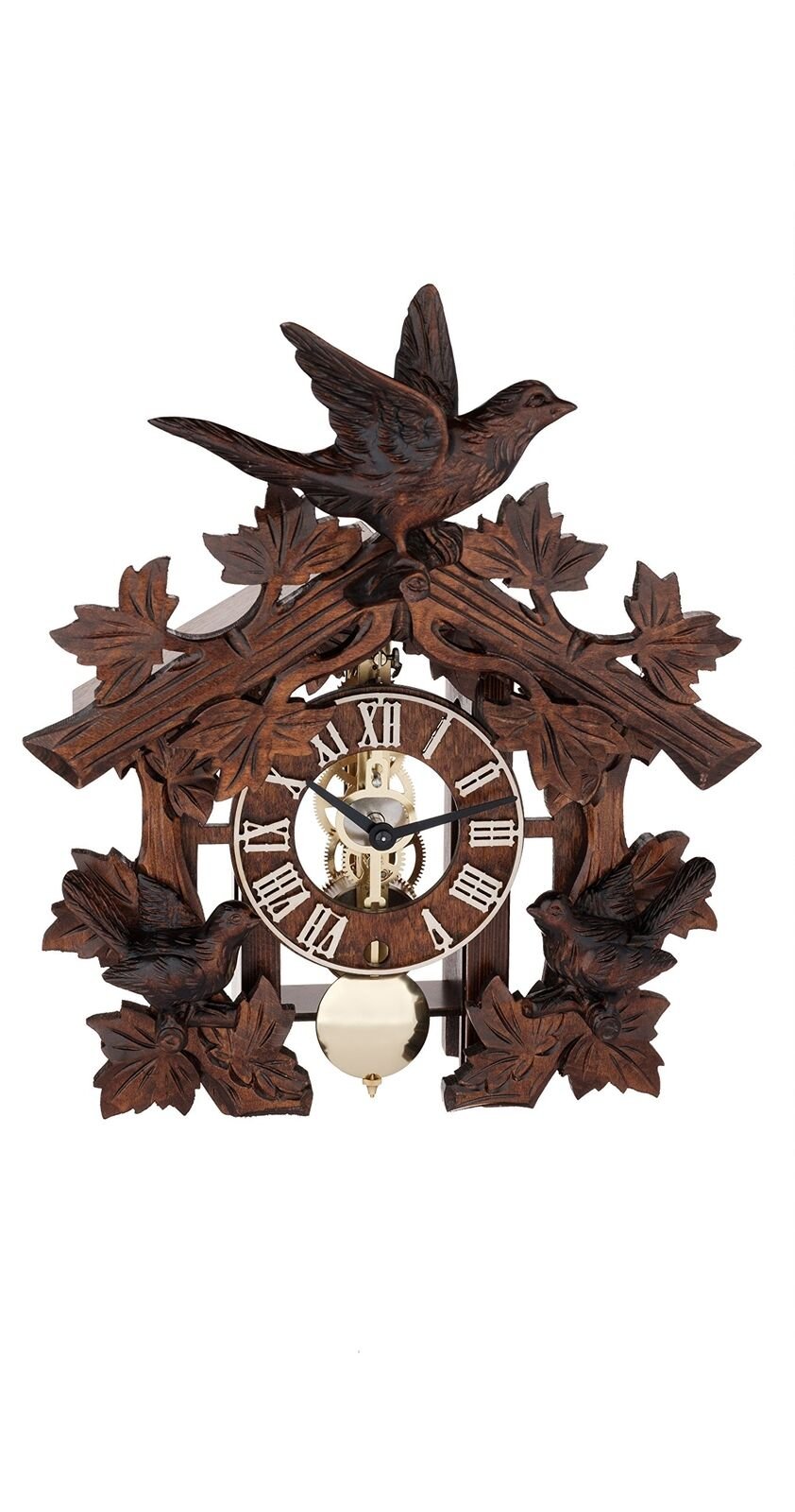 Qwirly Store: Hermle Manfred Black Forest Mechanical Table Clock with Carved