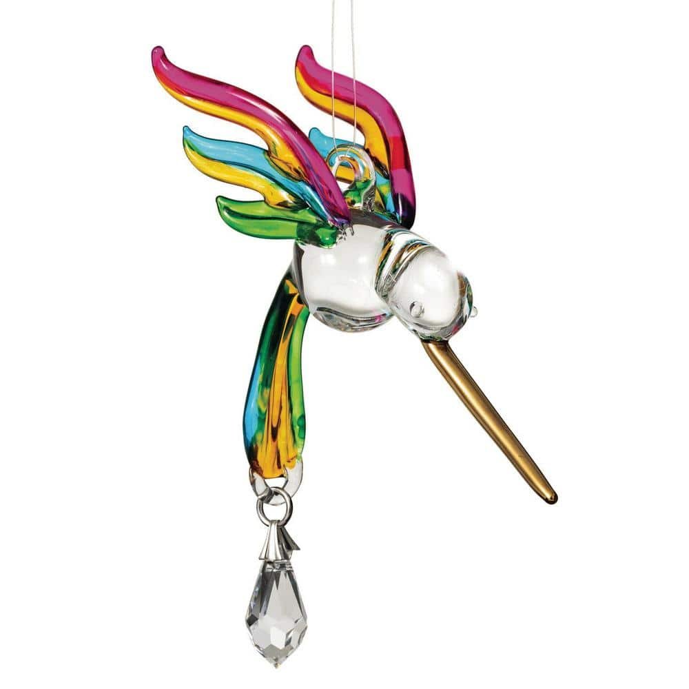 Rainbow Makers Fantasy Glass Hummingbird 4 in. Tropical Crystal Suncatchers Patio Home...