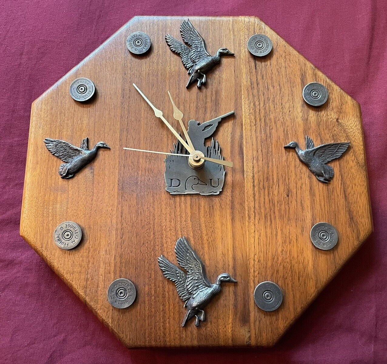 Rare - Ducks Unlimited Wood Wall Clock Remington Winchester 12 gauge Shotshell