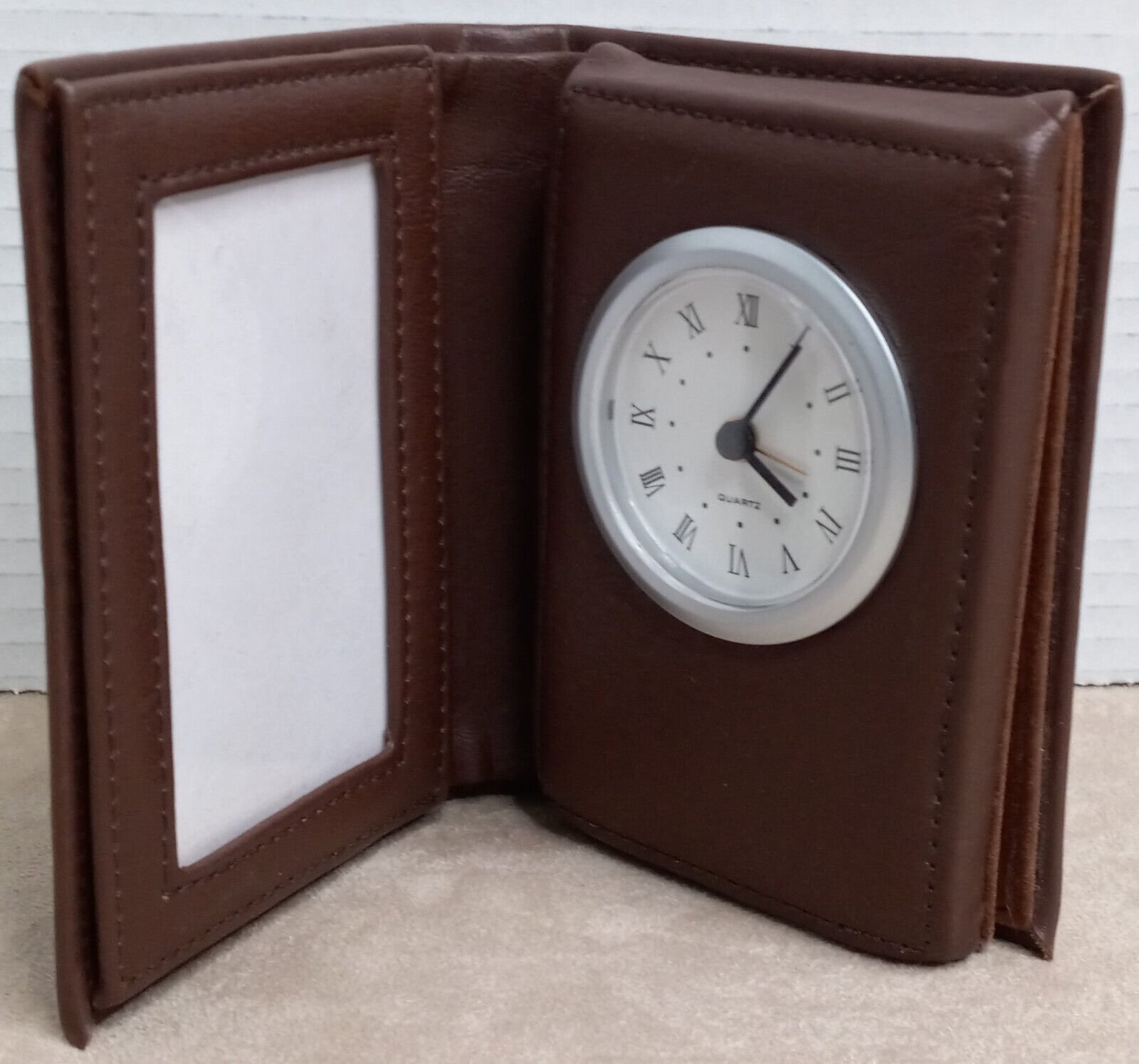 Rare Leather Portrait Book Table Clock, Home Office or Lounge, A172