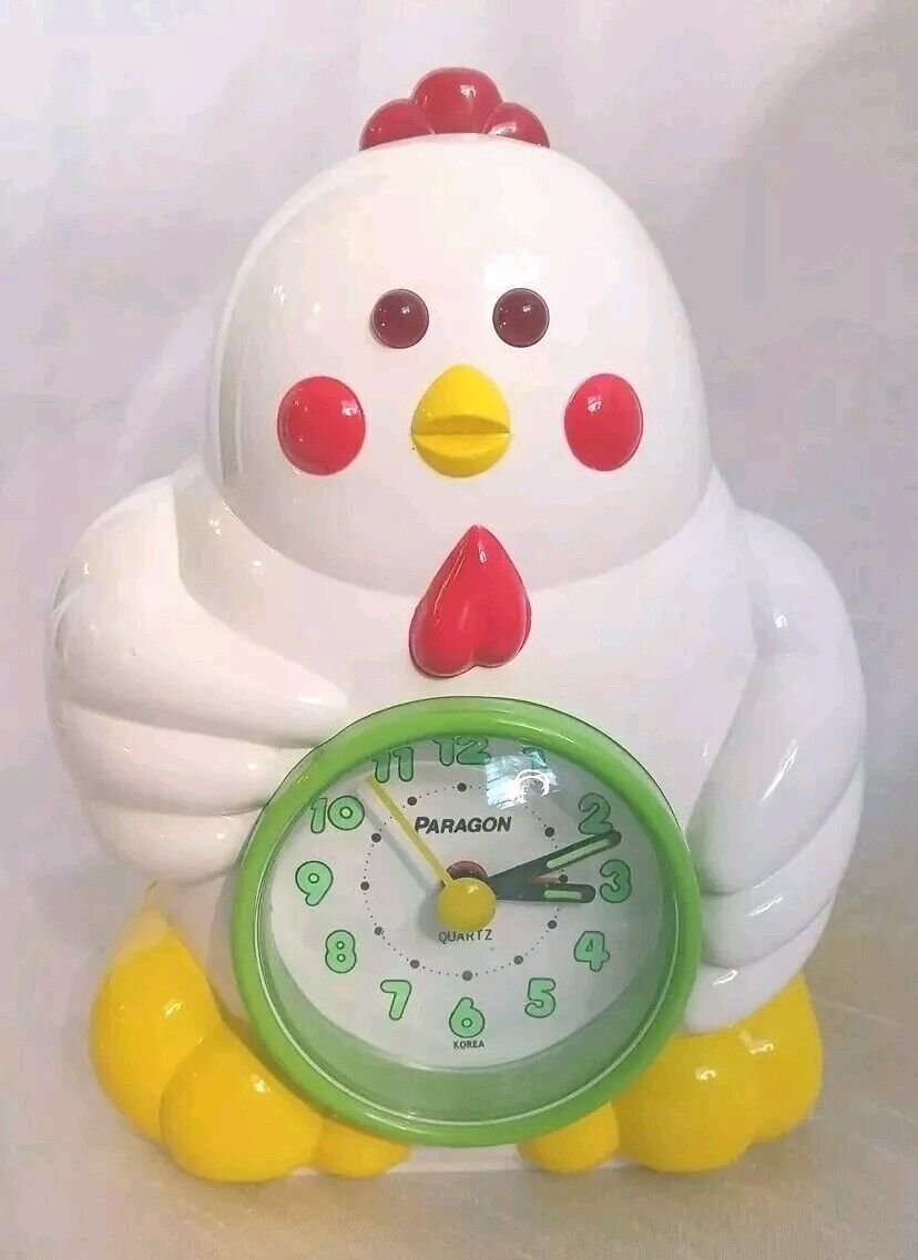 Rare Vintage Paragon Rooster Talking Eyes Light Up Alarm Clock
