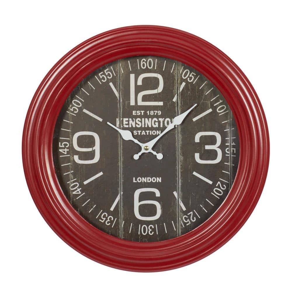 Red Metal Vintage Wall Clock
