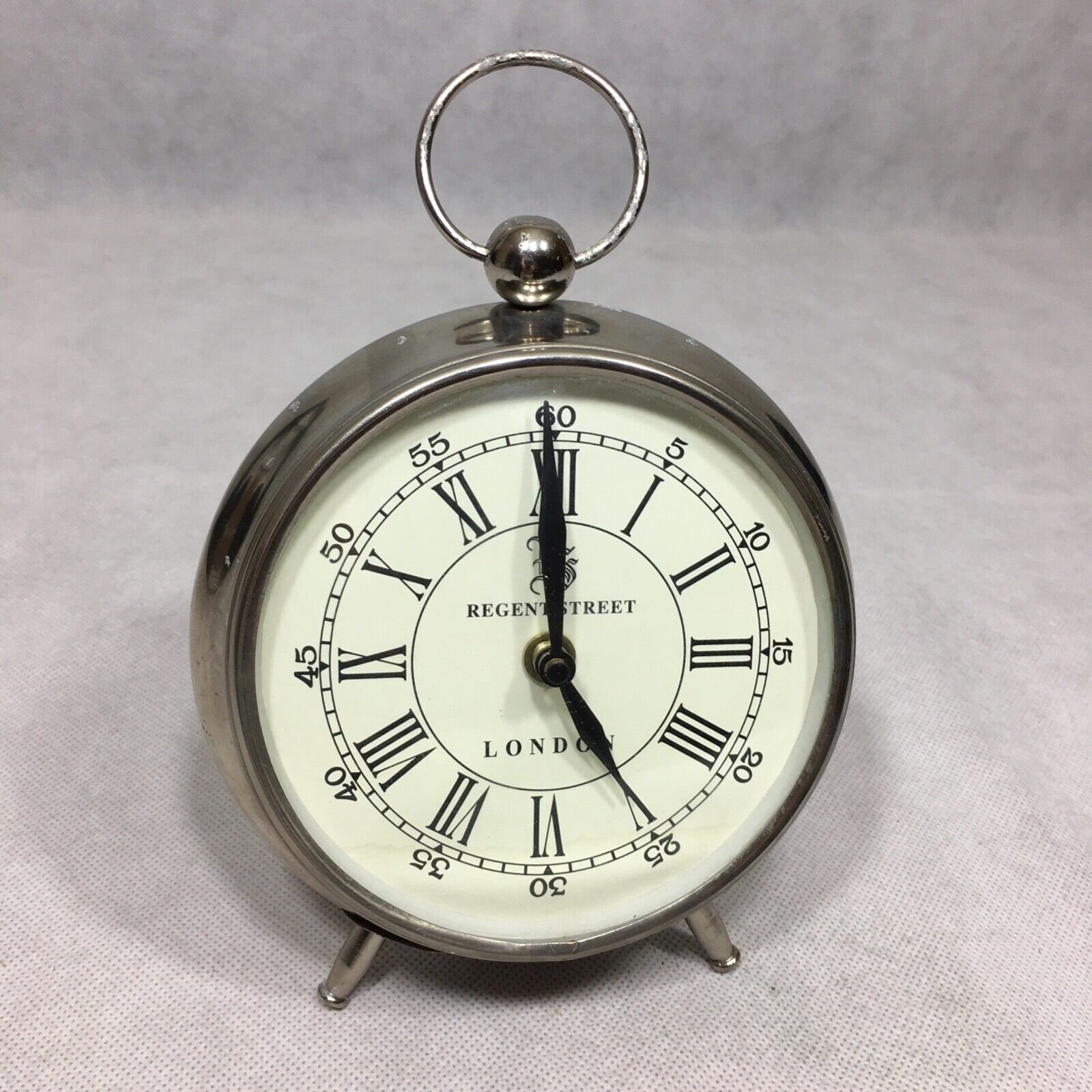 Regent Street London Clock Chrome Silver Mantel Desk Table