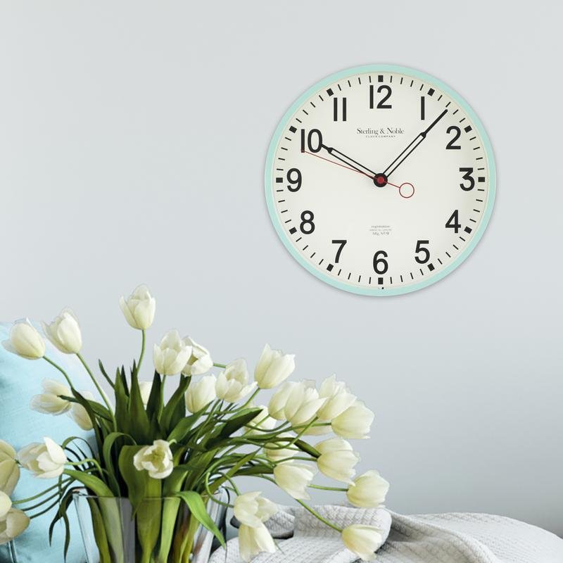Retro 11.5 Inch Analog Wall Clock Mint Green Arabic Numbers Home Decor New