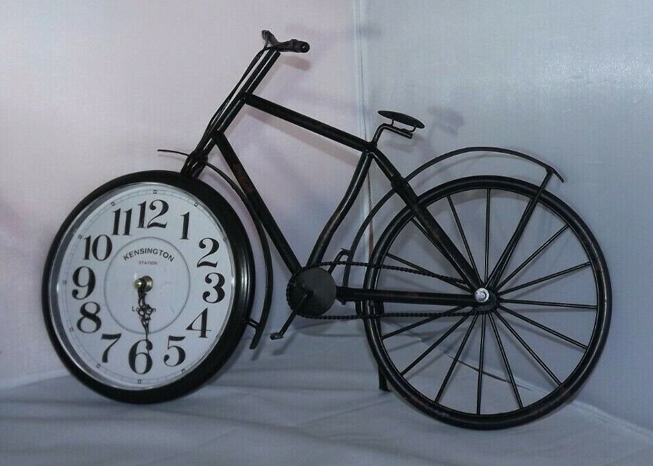 Retro Bicycle Kensington Station London Wall or Shelf Clock Metal Quartz 19" x14