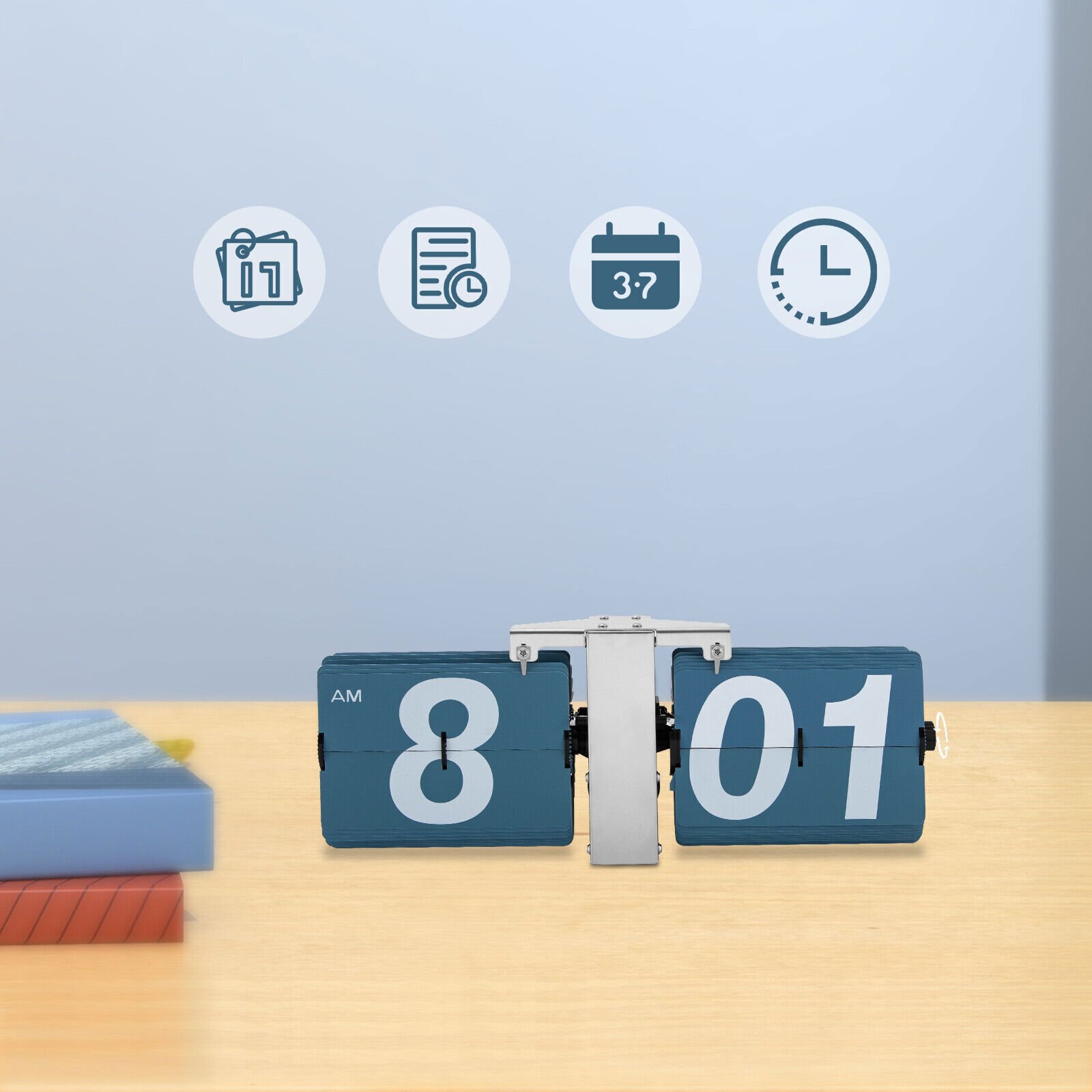 Retro Digital Flip Desk Clock ， Classic Flip Clock Shelf Clock ， Battery Powered