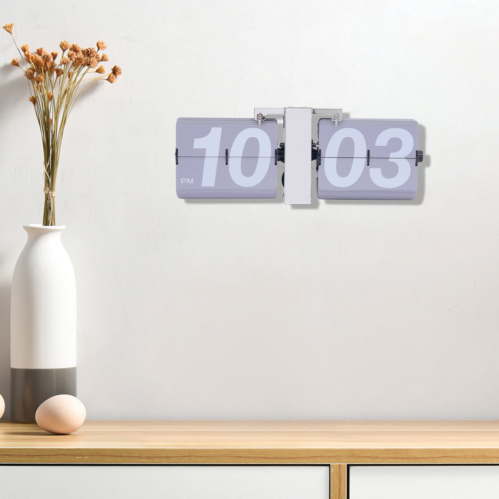 Retro Digital Flip Down Clock Battery Powered Low Noise Wall Mount/Tabletop