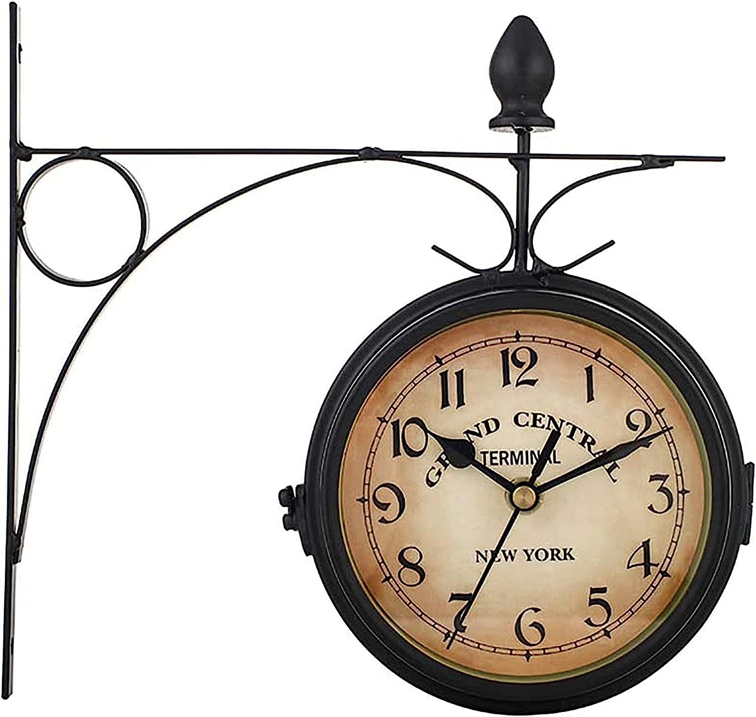 Retro Double-Sided Garden Wall Clock,Vintage Industrial Two Sides Wall Hanging C