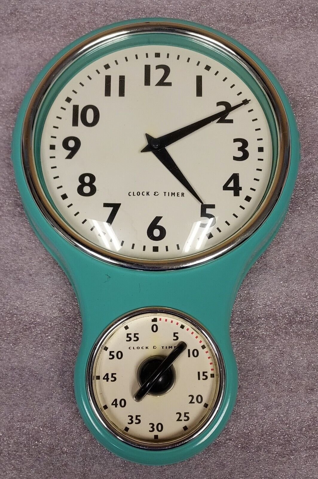 RETRO KITCHEN TIMER WALL CLOCK BELL SHAPE TURQUOISE