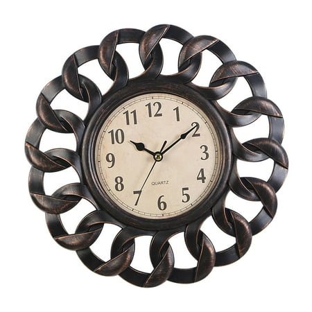 Retro Wall Clock, Stylish Vintage Battery Operated for Kitchen Ornaments, Black