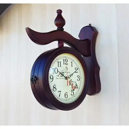 Retro Wooden Station Dubble Side Wall Clock, Home Decor, Office Decor Wall Clock photo