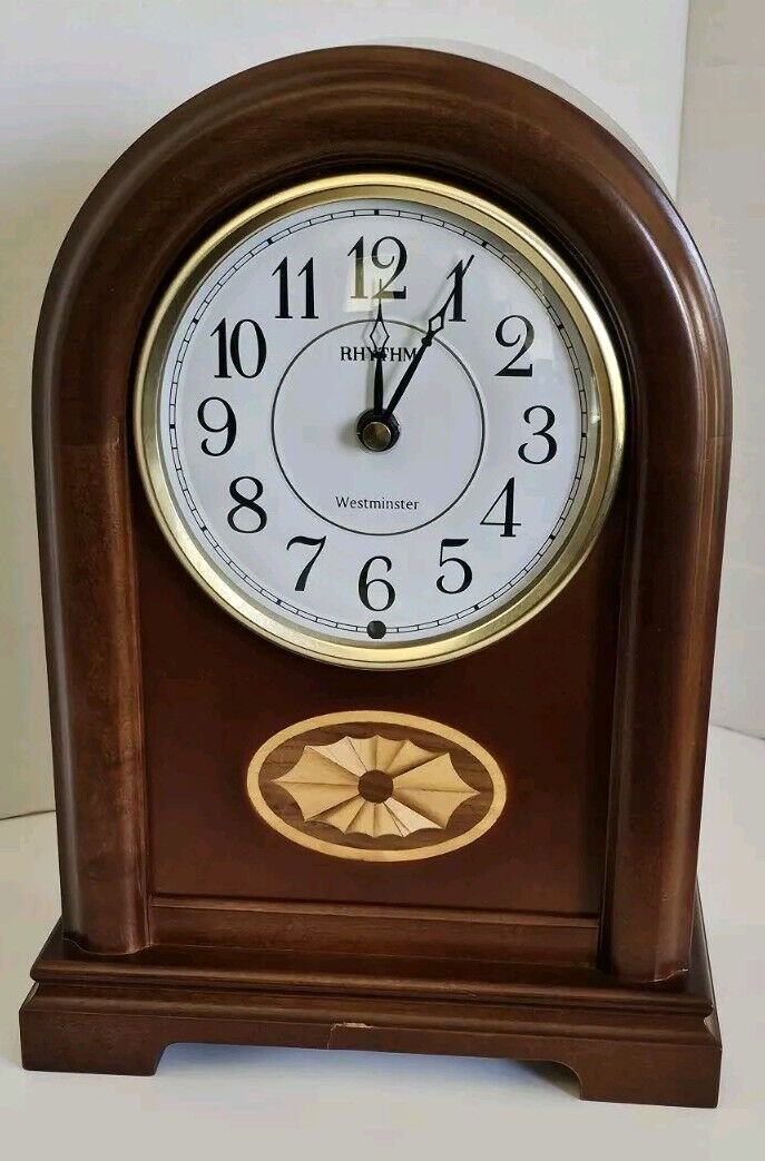 Rhythm “Celebration Melodies” Inlaid Wooden Mantle Clock Model# CRH108UR06