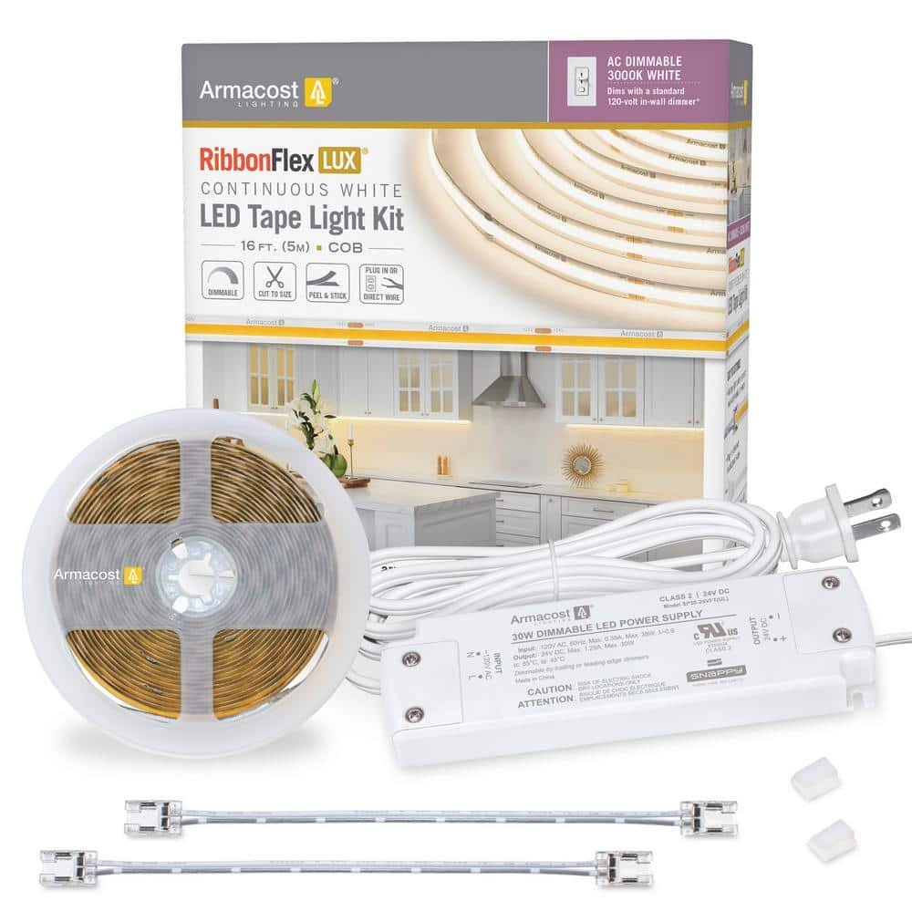 Ribbon Flex LUX 16 ft. Hardwired Dimmable Cuttable Soft White AC Dimmable...