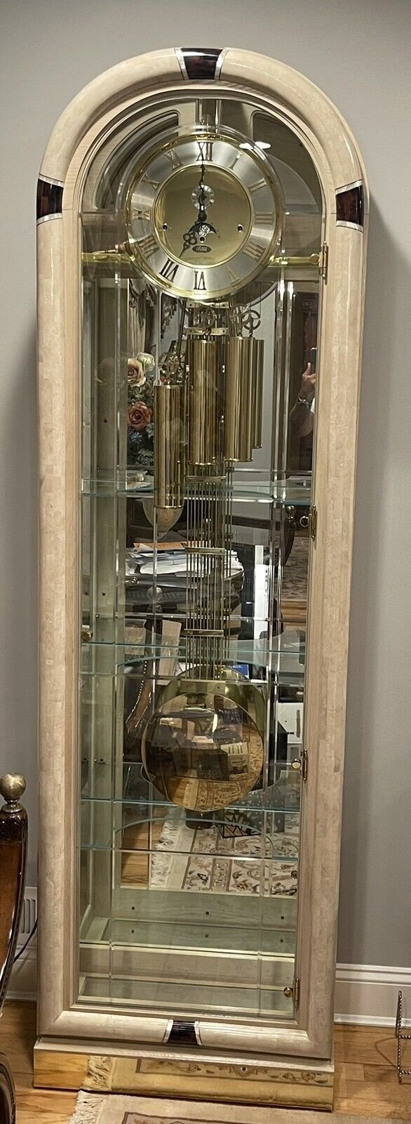 Ridgeway Grandfather Clock Retro Fossil Stone Beautiful!