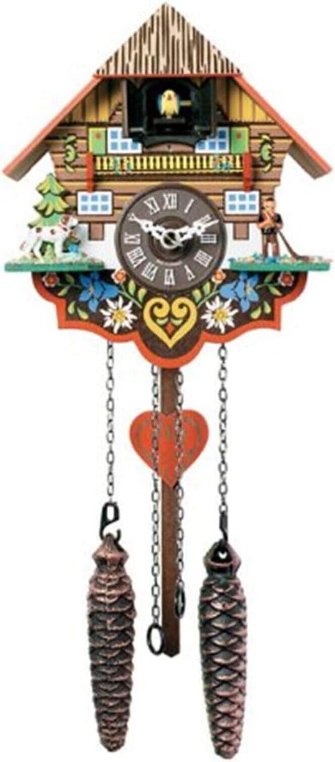 River City Clocks M8-08PQ 8-Inch Musical Multi-Colored Quartz Cuckoo Clock