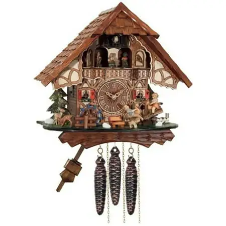 River City Clocks One Day Musical Cuckoo River City Clocks One Day Musical Cuckoo Clock Cottage with Boy and Girl on Seesaw image