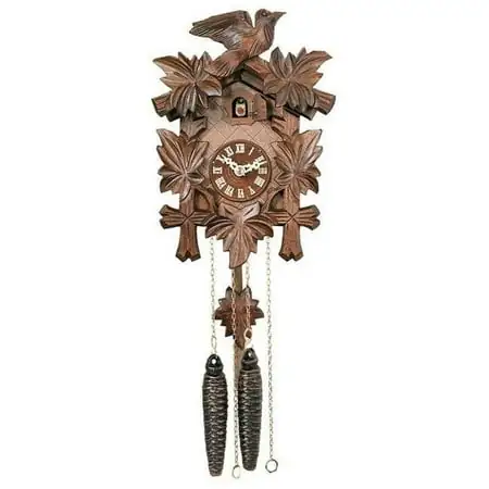 River City Cuckoo 11 09 One Day Hand Carved Cuckoo Clock with Five Maple Leaves & One Bird photo