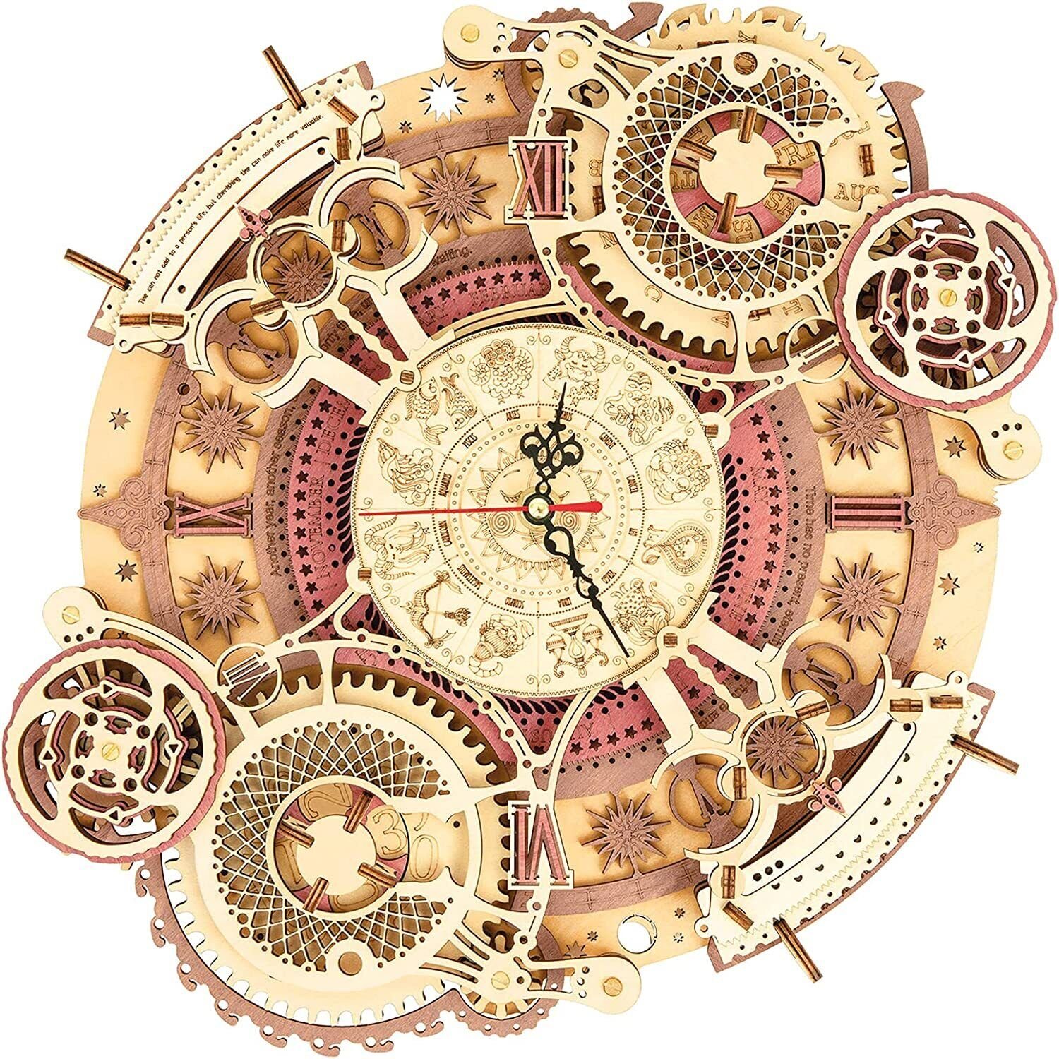 ROKR Zodiac Wall Clock 3D Wooden Puzzle Kit DIY Mechanical Model Clock Xmas Gift