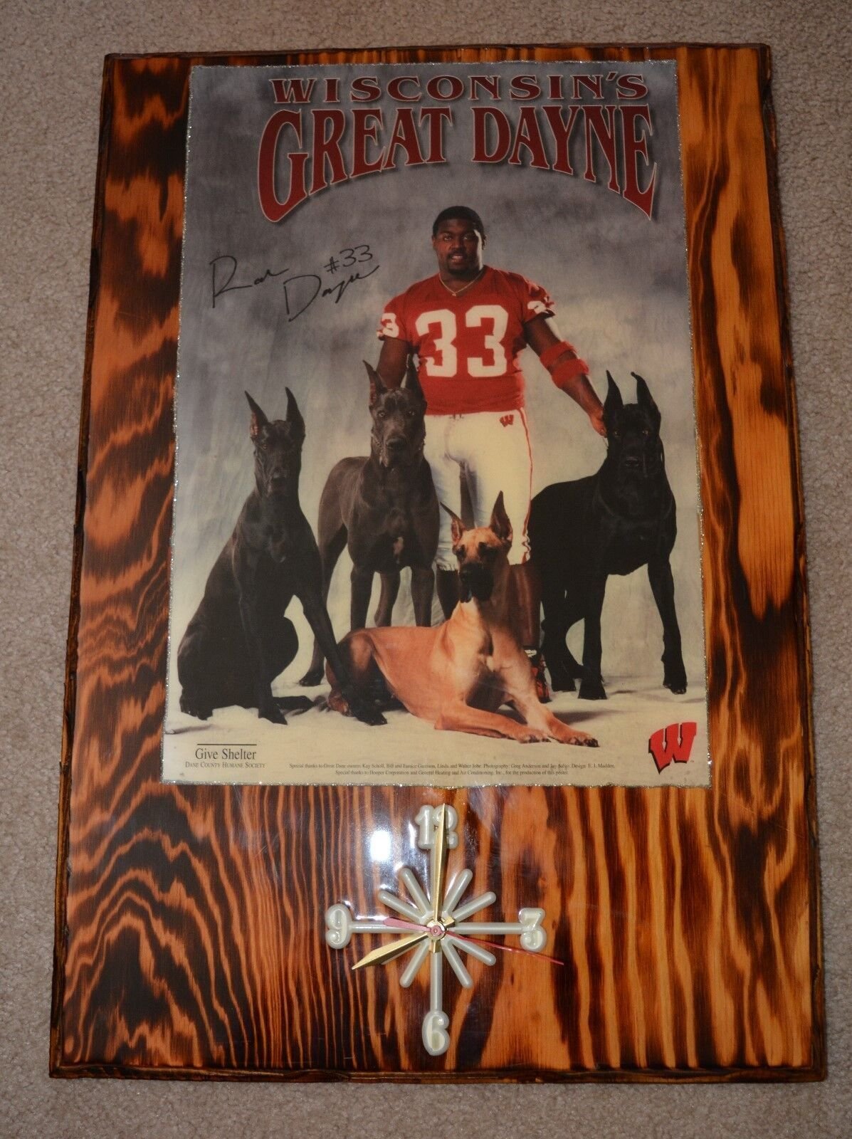 Ron Dayne Heisman Plaque Clock Autographed JOHNNY O'CLOCK Custom Clocks Handmade