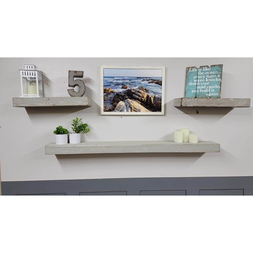 Rough Cut Decor 3 x 7 x 24 in. Gray Floating Shelf