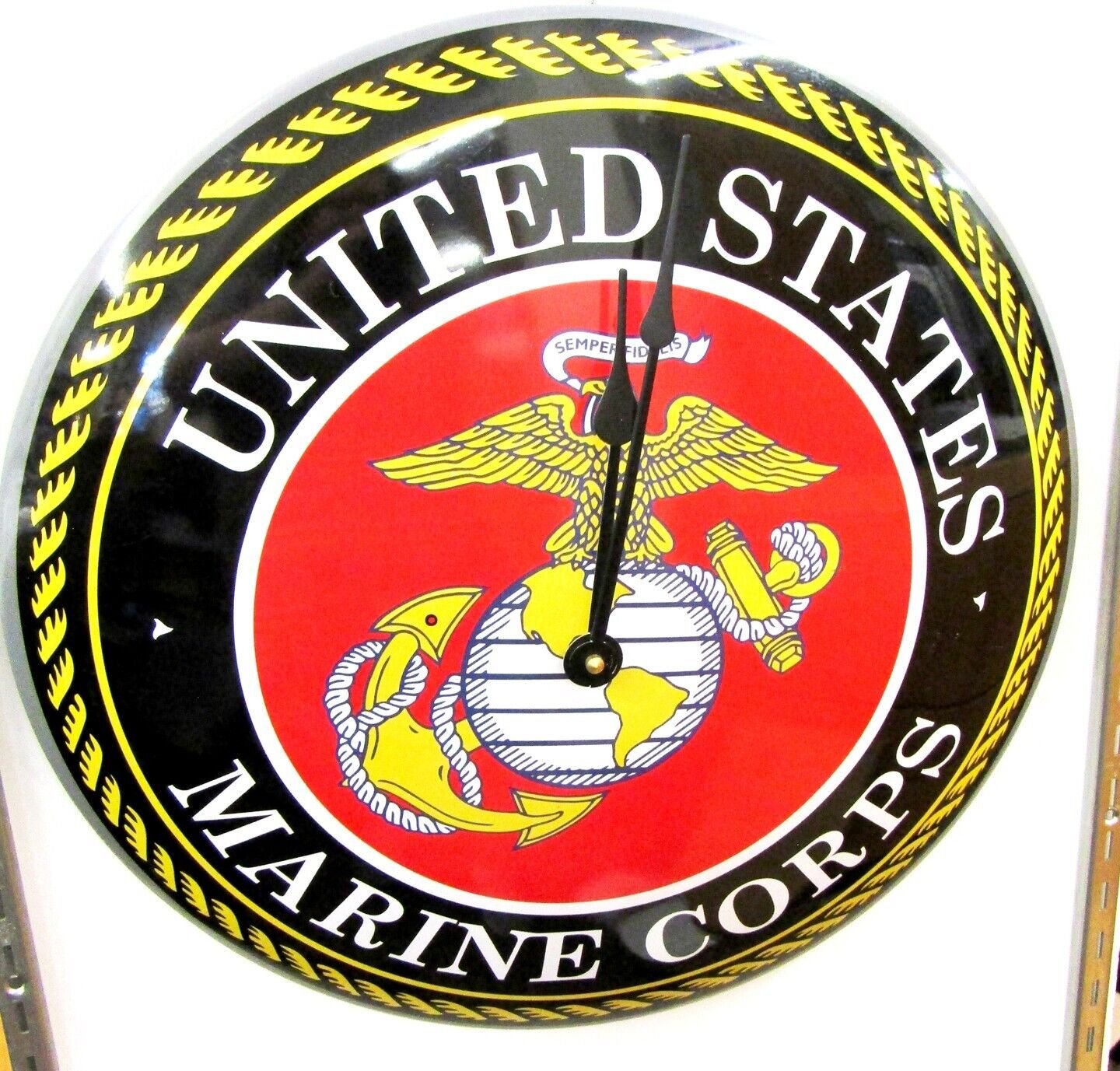 ROUND DOME WALL CLOCK "UNITED STATES MARINE CORPS" -15.5" WIDE - 186896