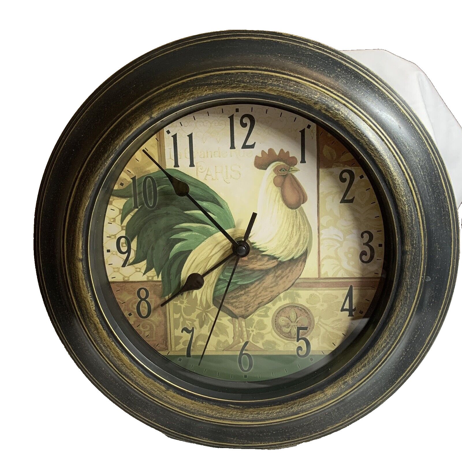 Round Rooster 12" Dia Wall Clock Secondhand Rustic Country Farmhouse AA Battery