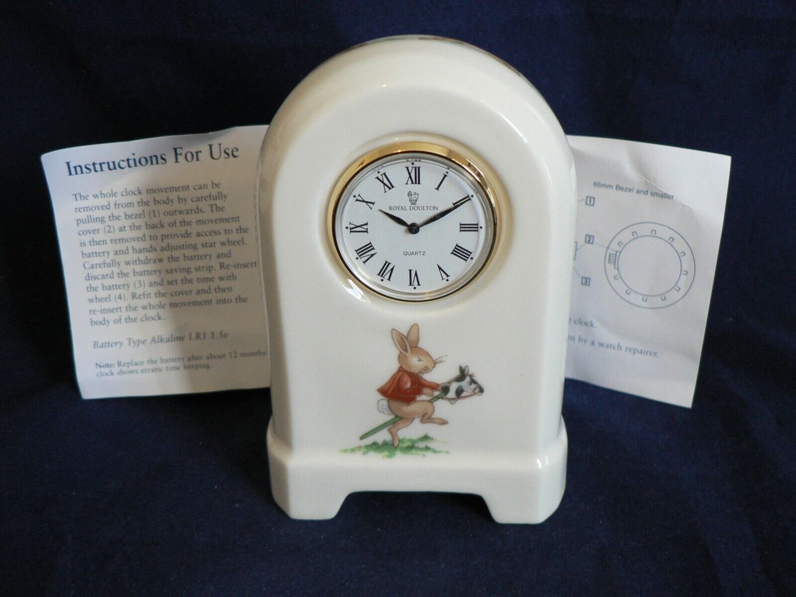 Royal Doulton BunnyKins DESK CLOCK EC1 HOBBY HORSE