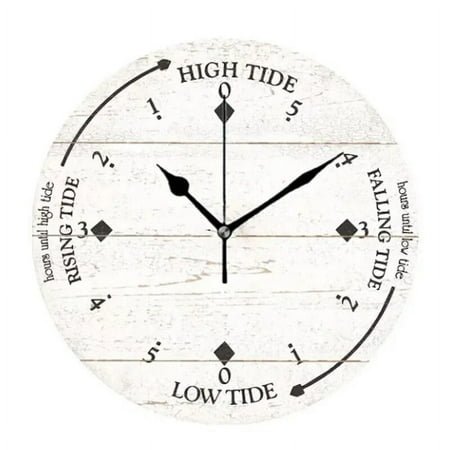 Rustic Beach Ocean Tide Time Decorative Wall Clocks Round Large Coastal Nautical Tide Wall Watch Bedroom Home Decor 12 14 inch(14 Inch)