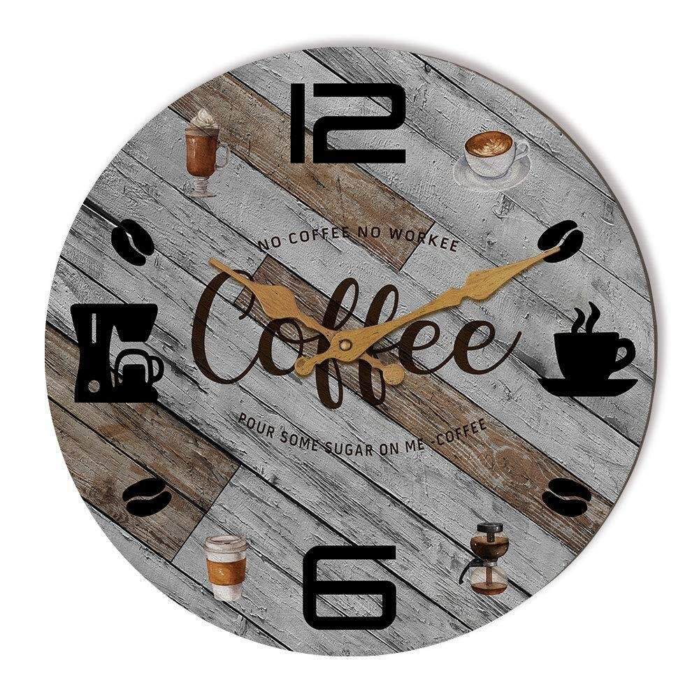Rustic Kitchen Wall Clock Wooden Office Coffee Decor Wall Clocks 12 inches Si...