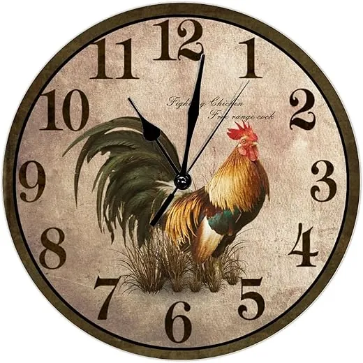 Round Rooster Wall Clocks photo