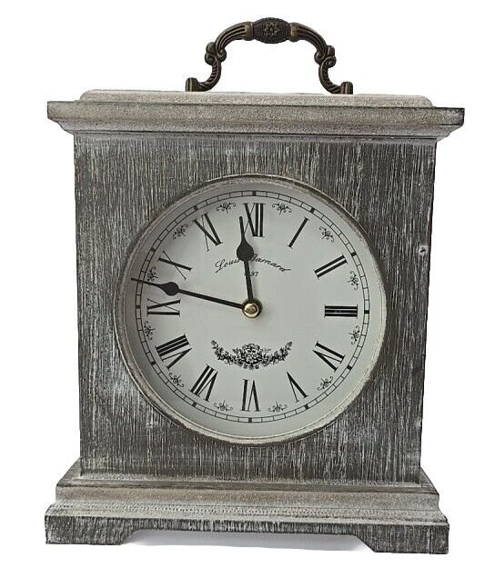Rustic Shelf Clock 9x7" Quiet Silent Farmhouse Mantel Desk Wood Free Batteries