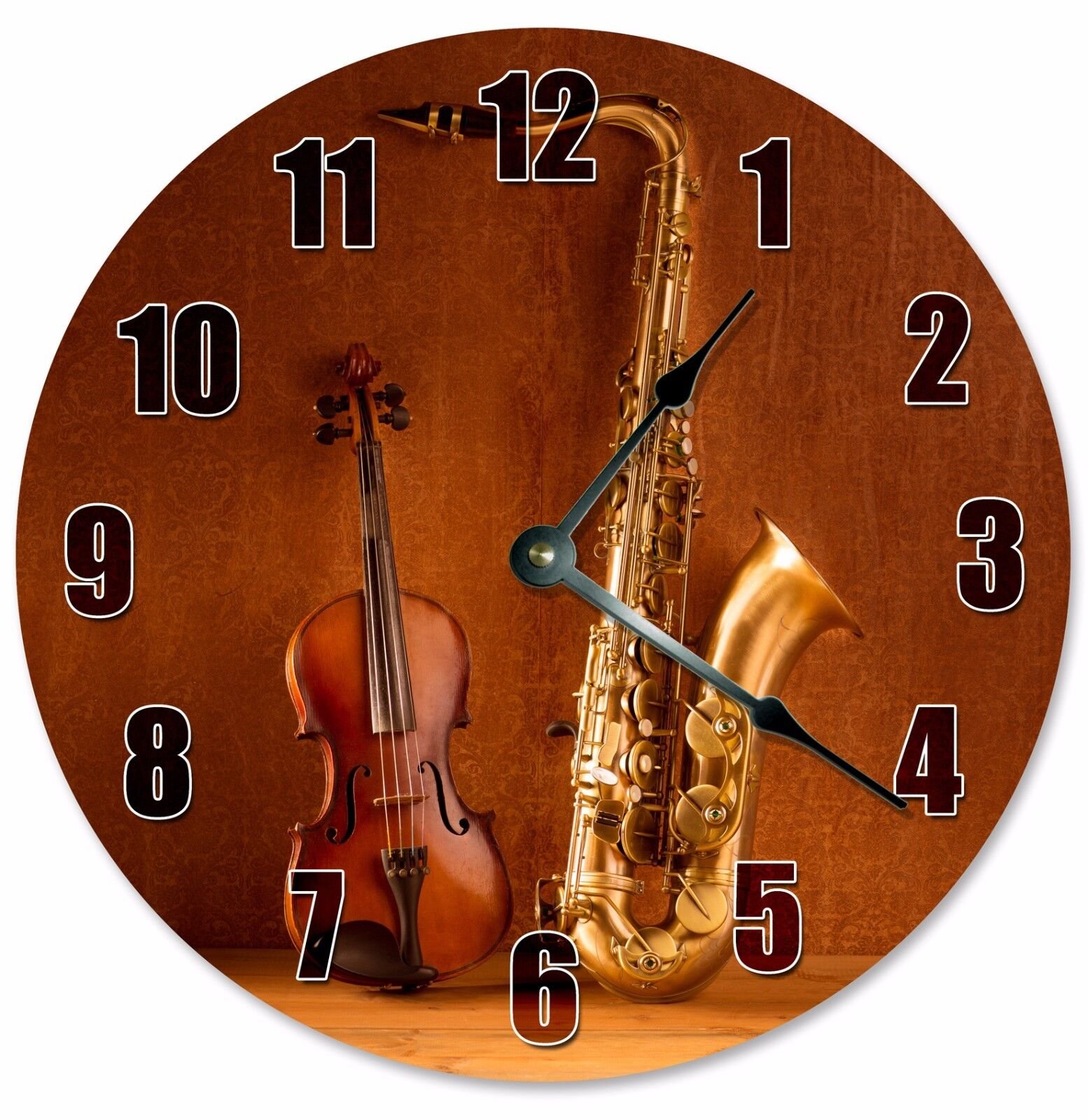 SAXAPHONE AND VIOLA Clock - Large 10.5" Wall Clock - 2176